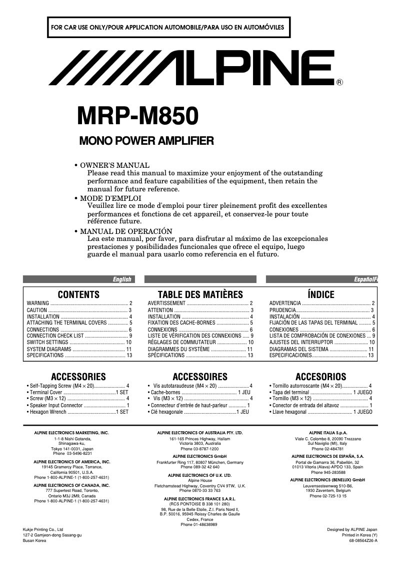 Image de la première page du manuel de l'appareil MRP-M850