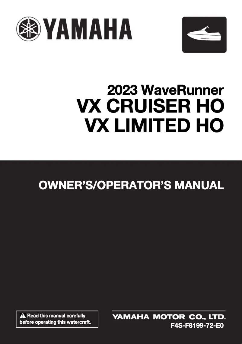 Page n°1 - Manuel utilisateur Yamaha WaveRunner VX Cruiser HO (2023)