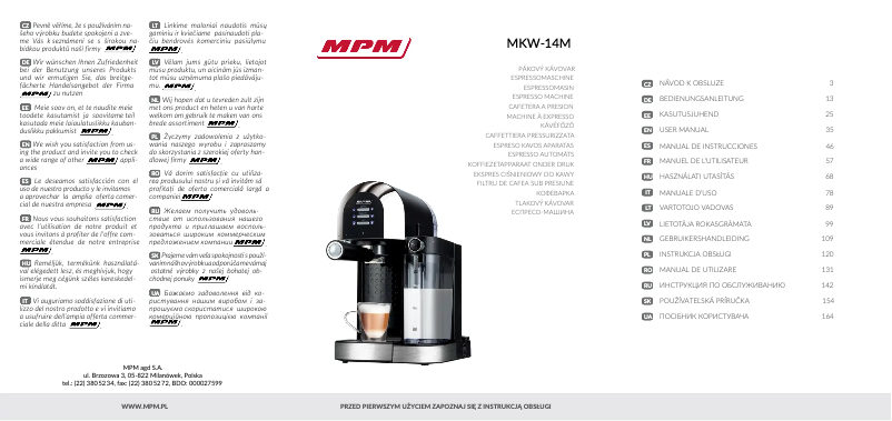 Page 1 de la notice Manuel utilisateur MPM MKW-14M