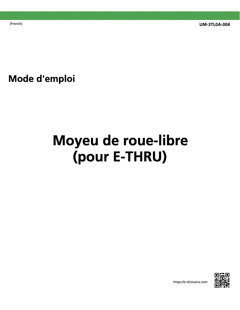 Page 1 de la notice Manuel utilisateur Shimano FH-MT410-B