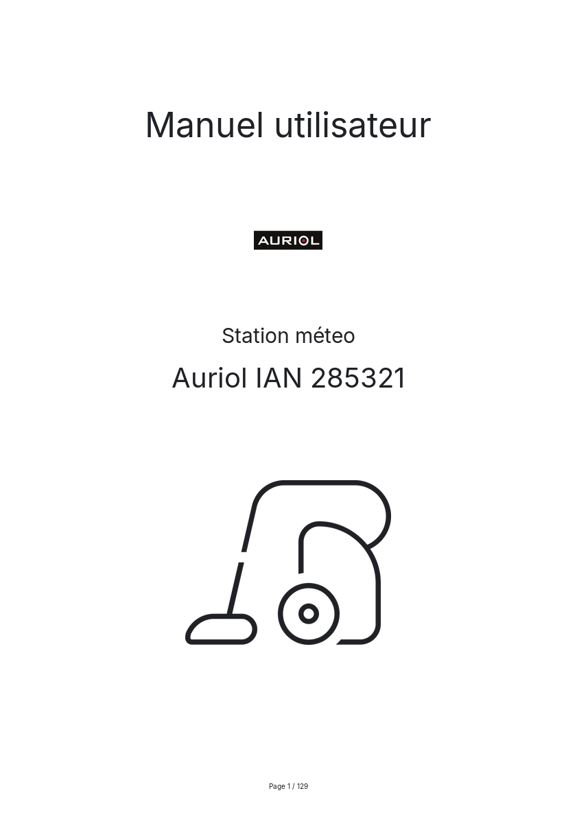Page 1 de la notice Manuel utilisateur Auriol IAN 285321