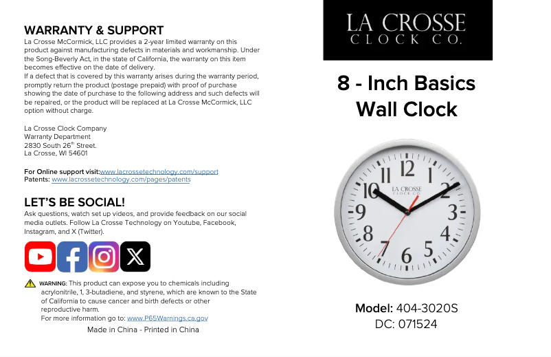 Page 1 de la notice Manuel utilisateur La Crosse Technology 404-3020S