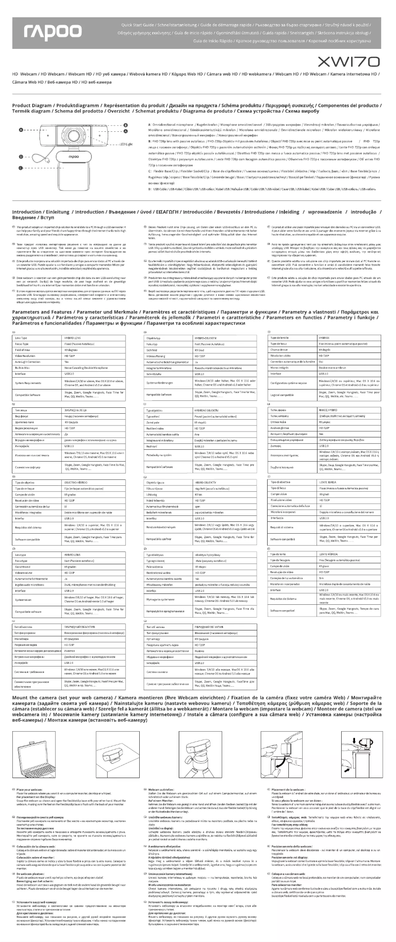 Page 1 de la notice Manuel utilisateur Rapoo XW170