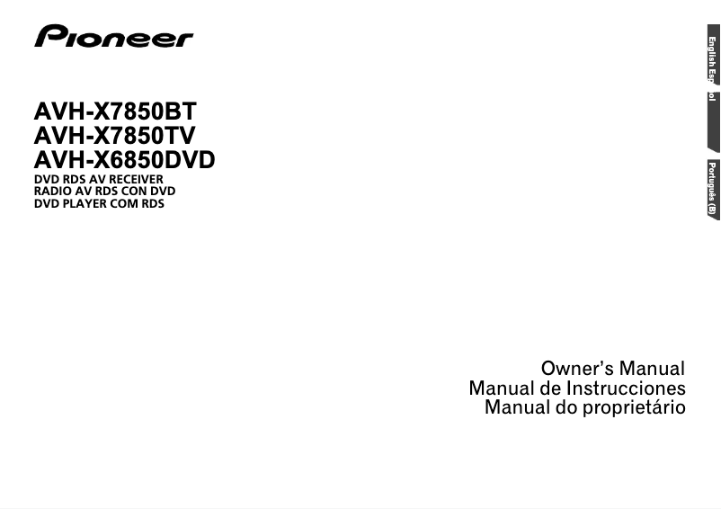 Page n°1 - Manuel utilisateur Pioneer AVH-X7850BT