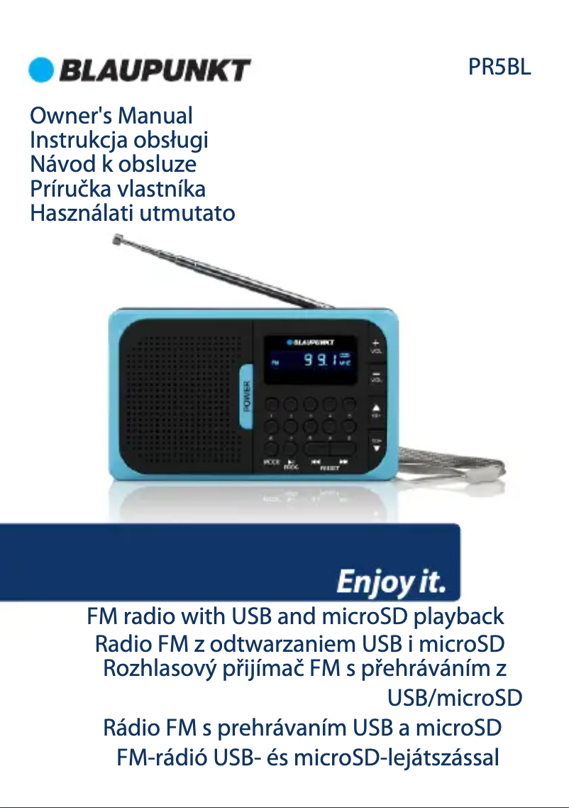 Page 1 de la notice Manuel utilisateur Blaupunkt PR5BL