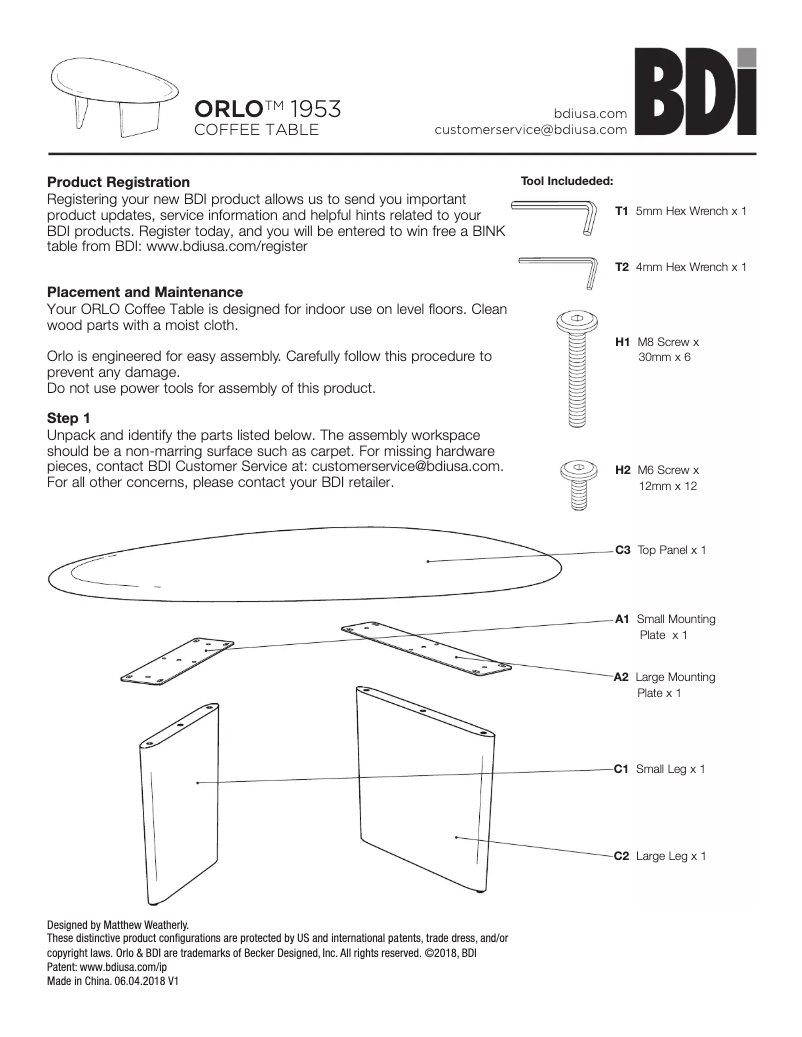 Page 1 de la notice Manuel utilisateur BDI Orlo 1953