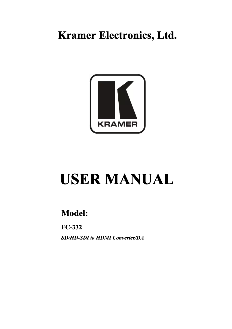 Page 1 de la notice Manuel utilisateur Kramer DigiTOOLS FC-332