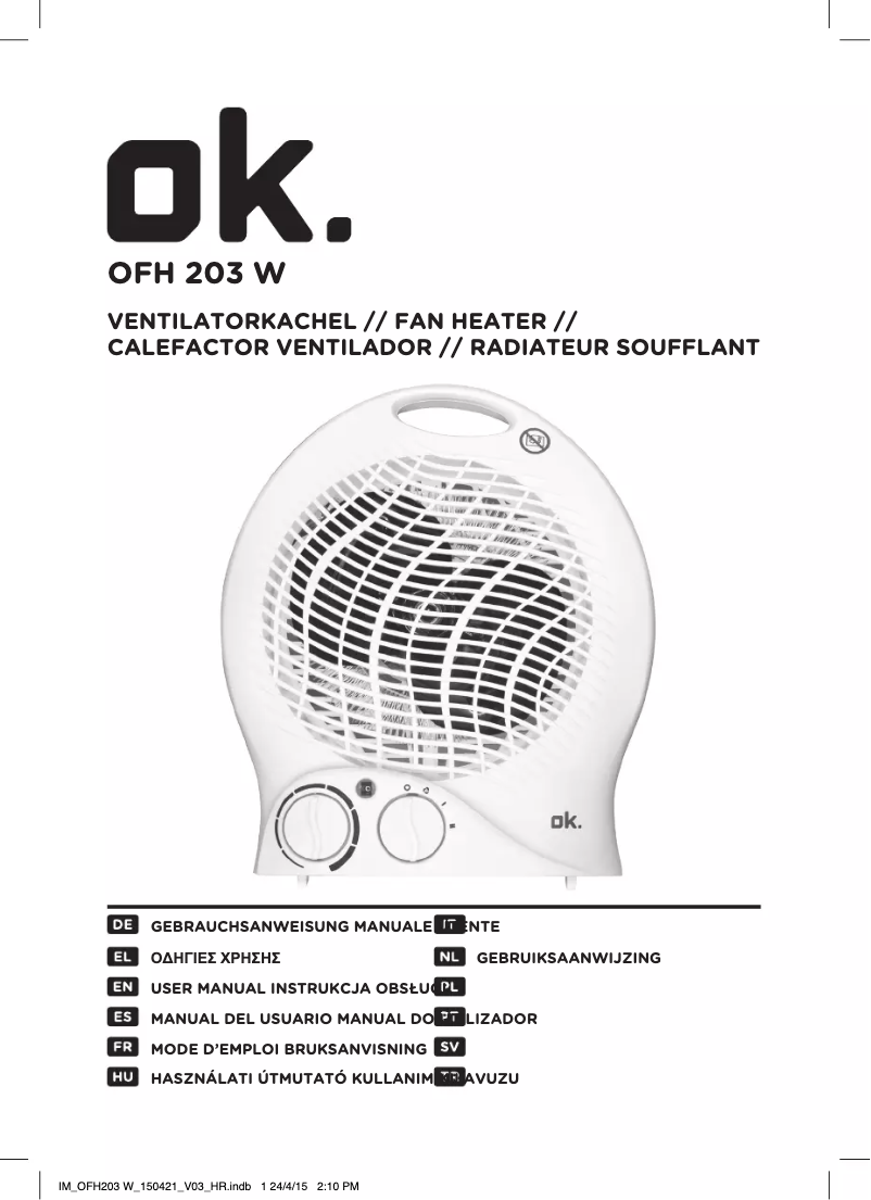 Page 1 de la notice Manuel utilisateur OK OFH 203