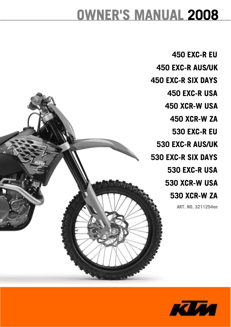 Page n°1 - Manuel utilisateur KTM 450 EXC-R Six Days (2008)
