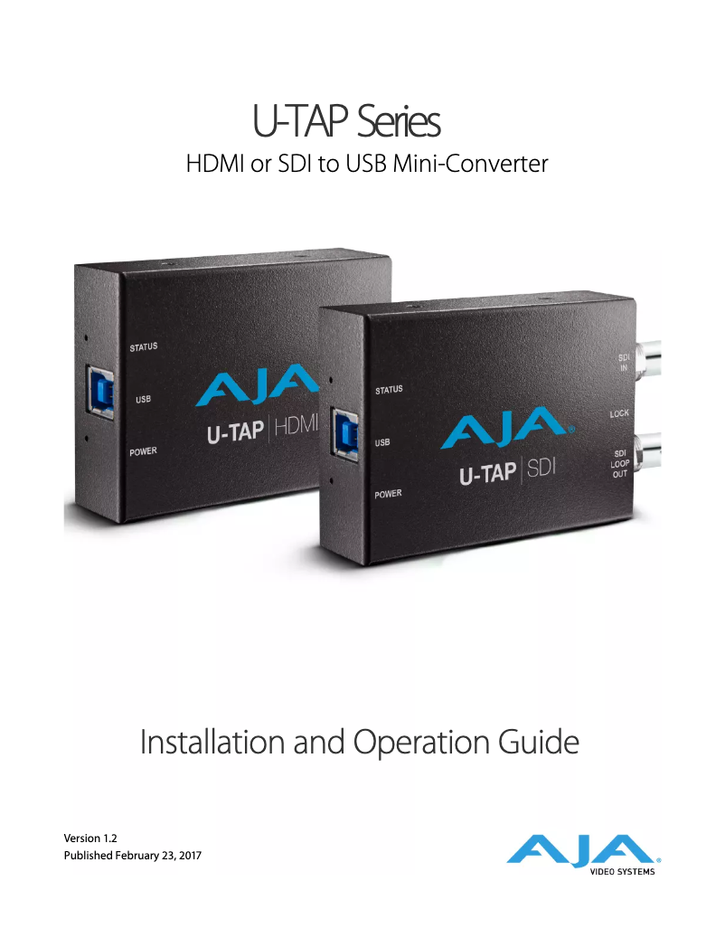 Page n°1 - Manuel utilisateur AJA U-Tap