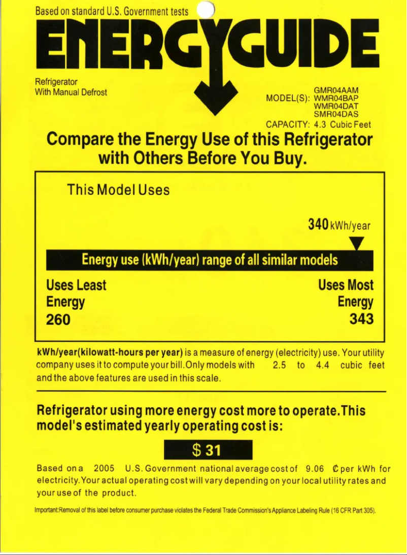First page image of the manual for GMR04AAMWW