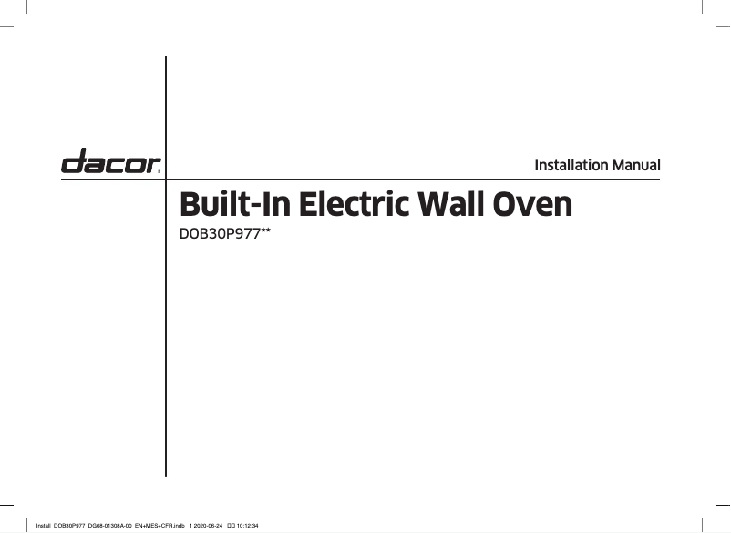 Page 1 de la notice Guide d'installation Dacor DOB30P977SS