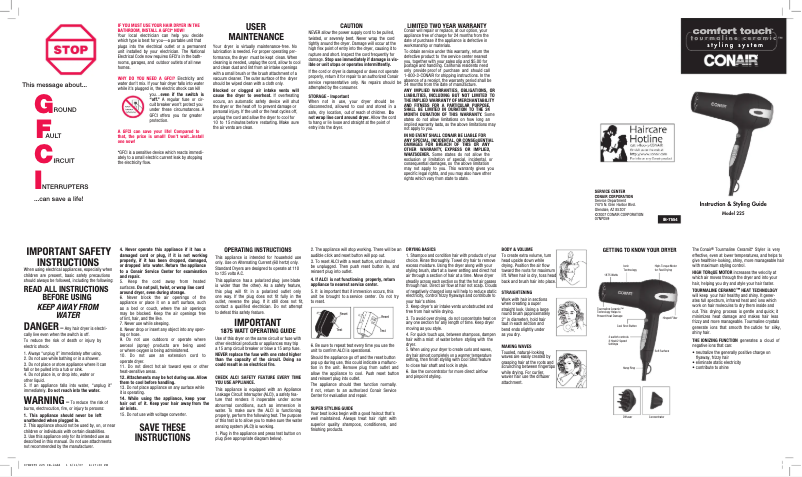 Image de la première page du manuel de l'appareil 225RX