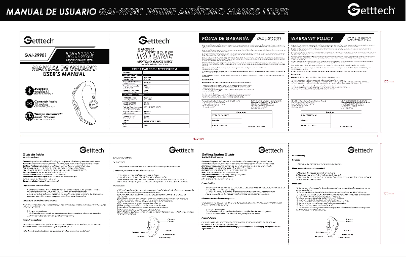 Page n°1 - Manuel utilisateur Getttech GAI-29901G