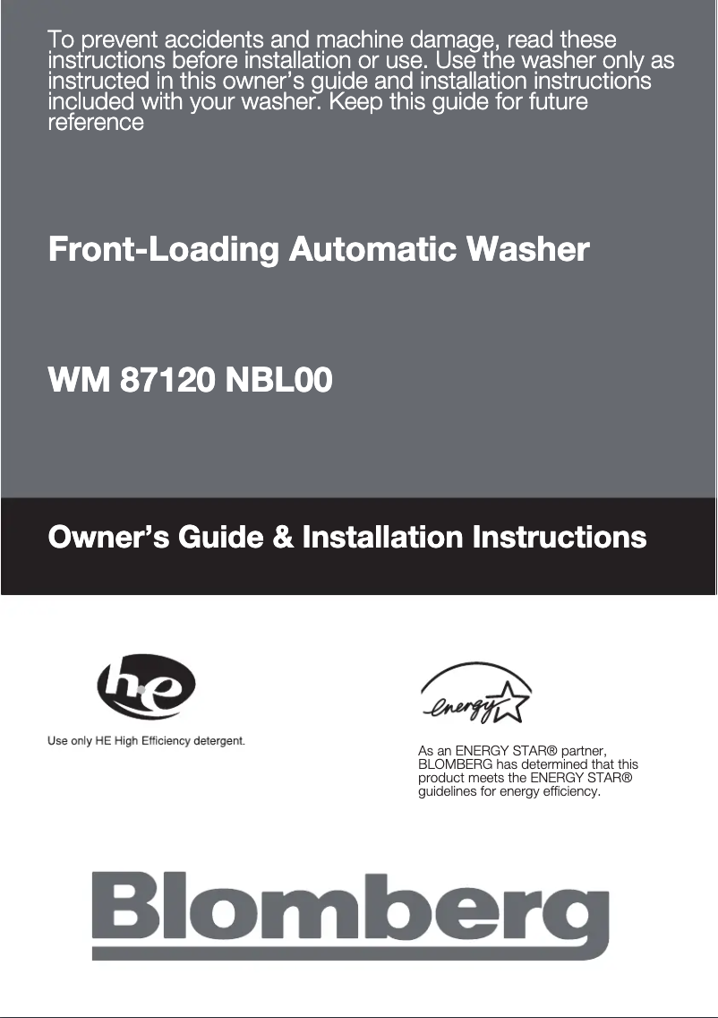 Page 1 de la notice Manuel utilisateur Blomberg WM 87120 NBL00