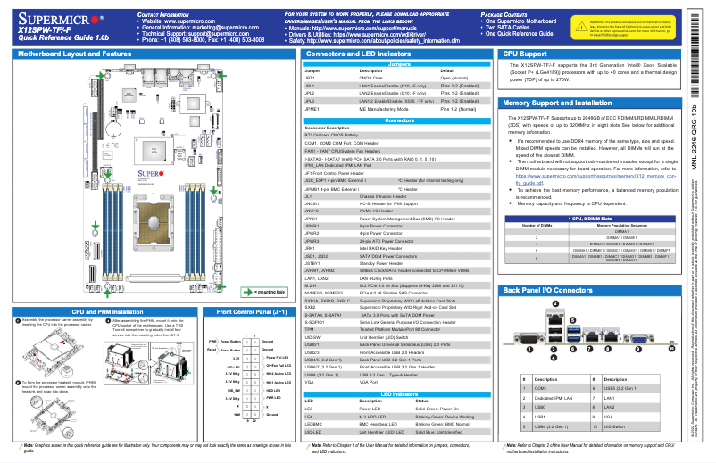 Image de la première page du manuel de l'appareil X12SPW-F