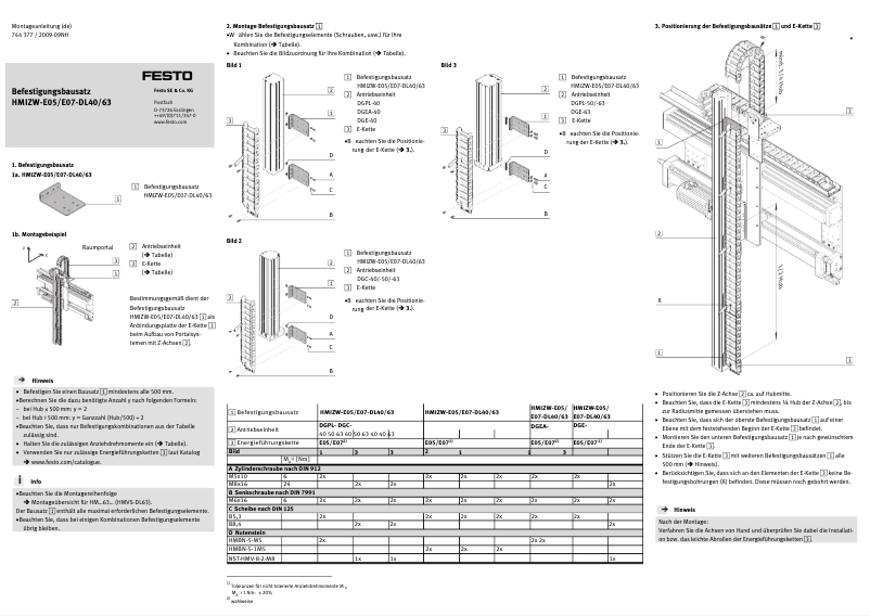 Page 1 de la notice Manuel utilisateur Festo HMIZW-E05/E07-DL40/63