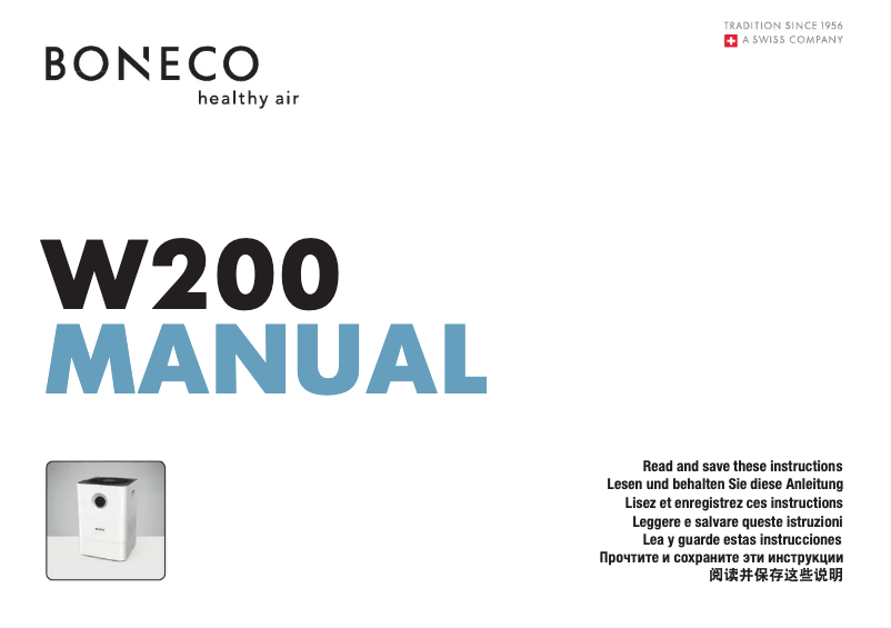 Page 1 de la notice Manuel utilisateur Boneco Air Washer W200