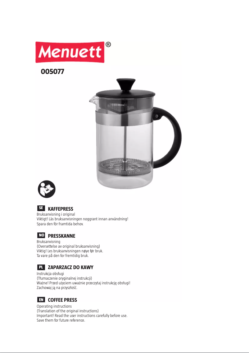 Página 1 del manual Manual de usuario Menuett 005077