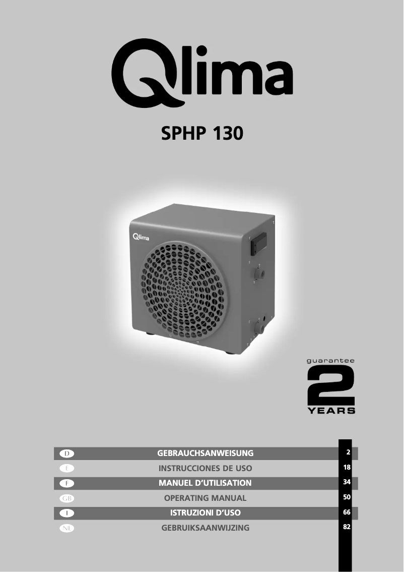 Page 1 de la notice Manuel utilisateur Qlima SPHP130