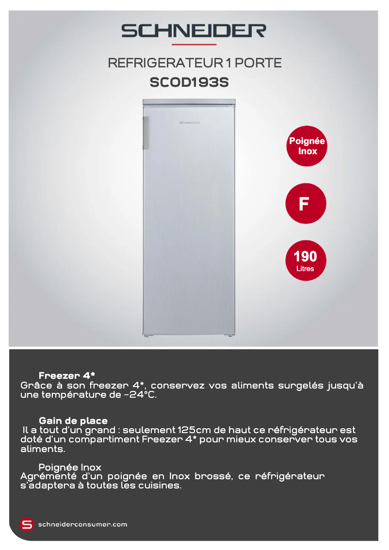 Page 1 de la notice Fiche technique Schneider SCOD193S