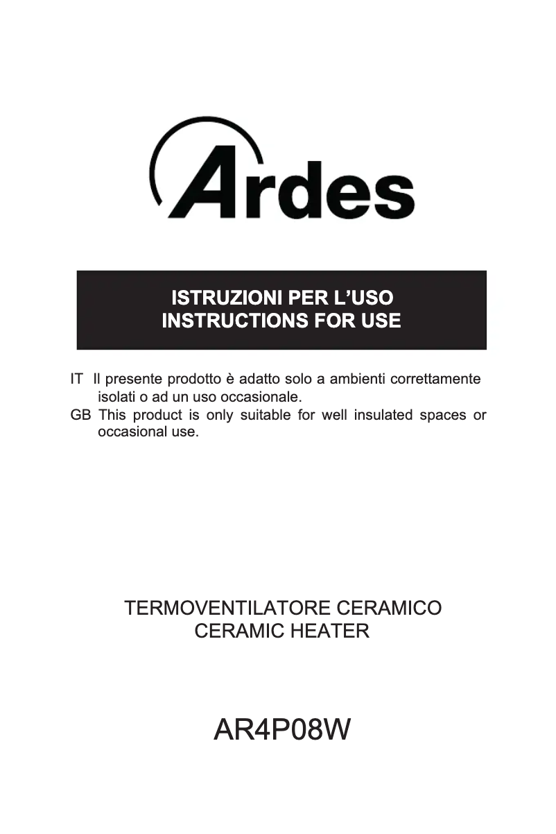 Image de la première page du manuel de l'appareil AR4P08W