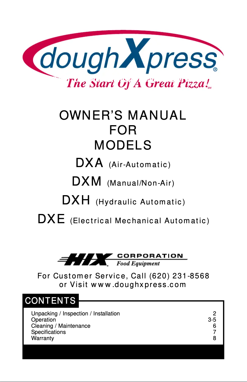 Page n°1 - Manuel utilisateur DoughXpress DXE-WH