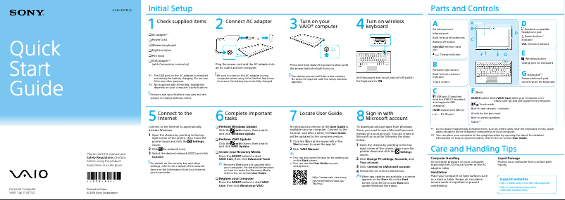 Page 1 de la notice Manuel utilisateur Sony Vaio Duo 13 SVD1122