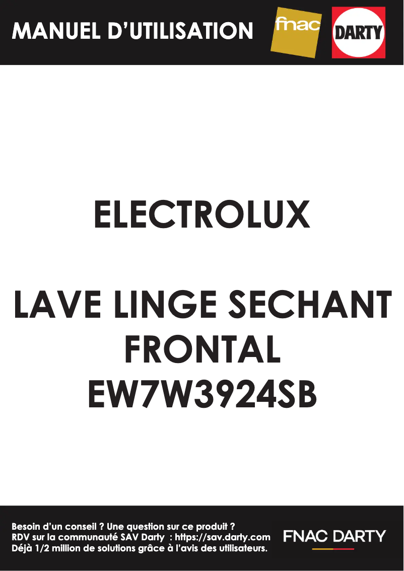 Page 1 de la notice Manuel utilisateur Electrolux EW7W3924SB