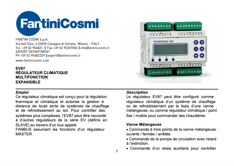 Image de la première page du manuel de l'appareil EV87