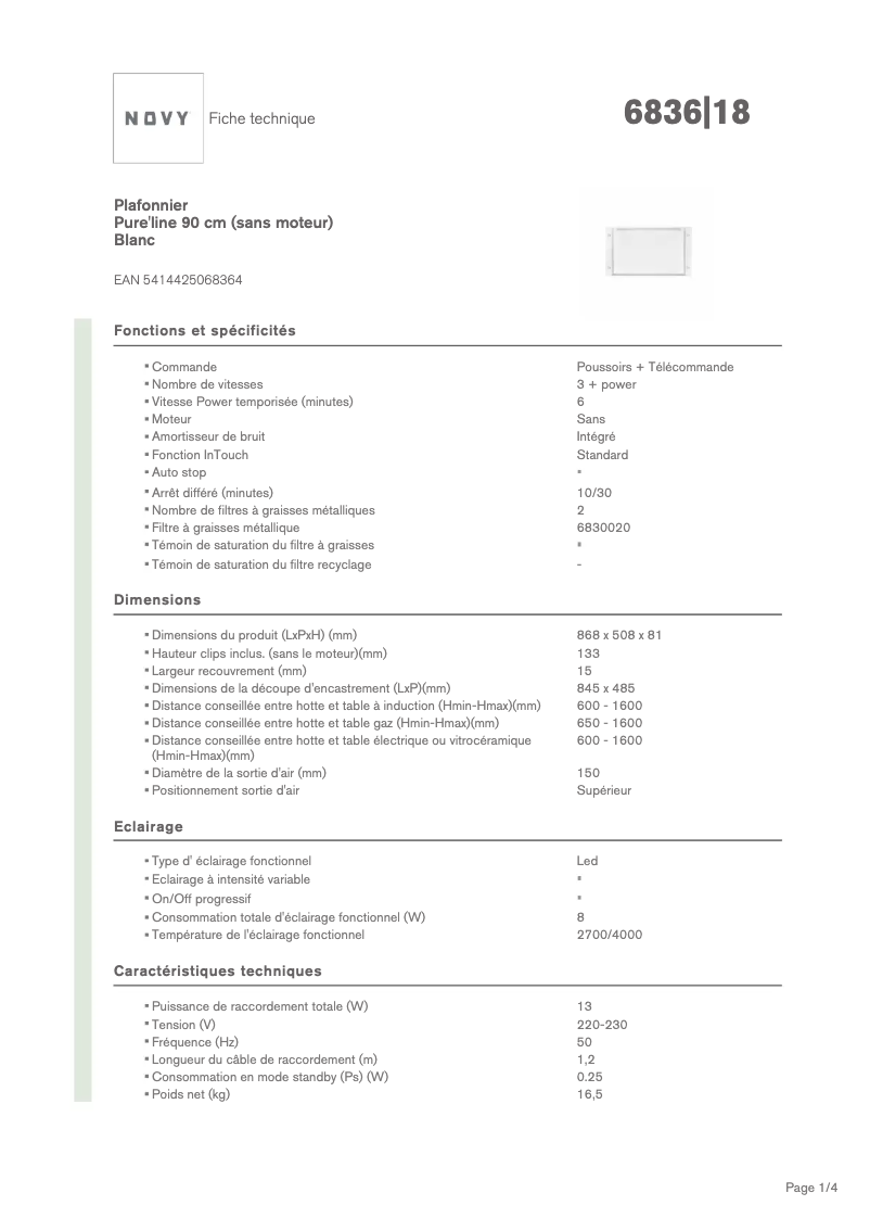Image de la première page du manuel de l'appareil Pureline 6836