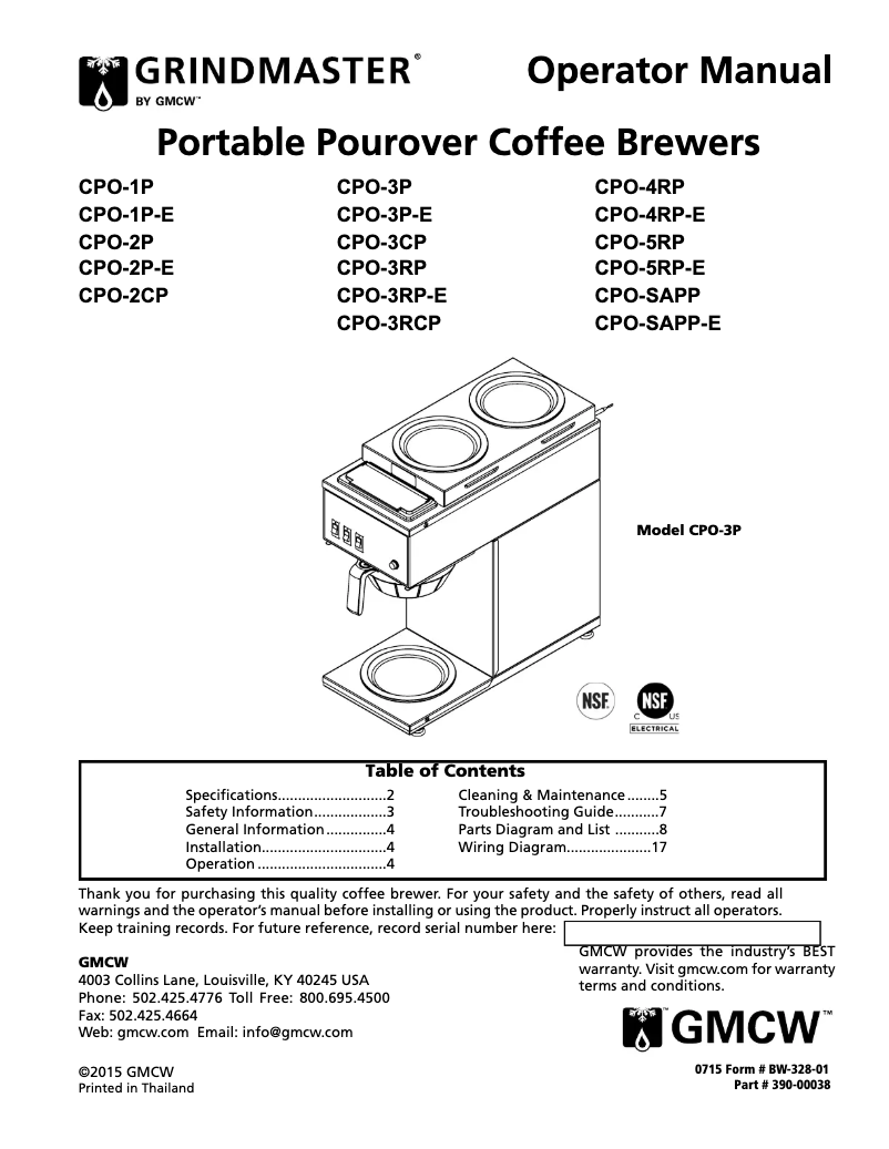 Image de la première page du manuel de l'appareil CPO-3P