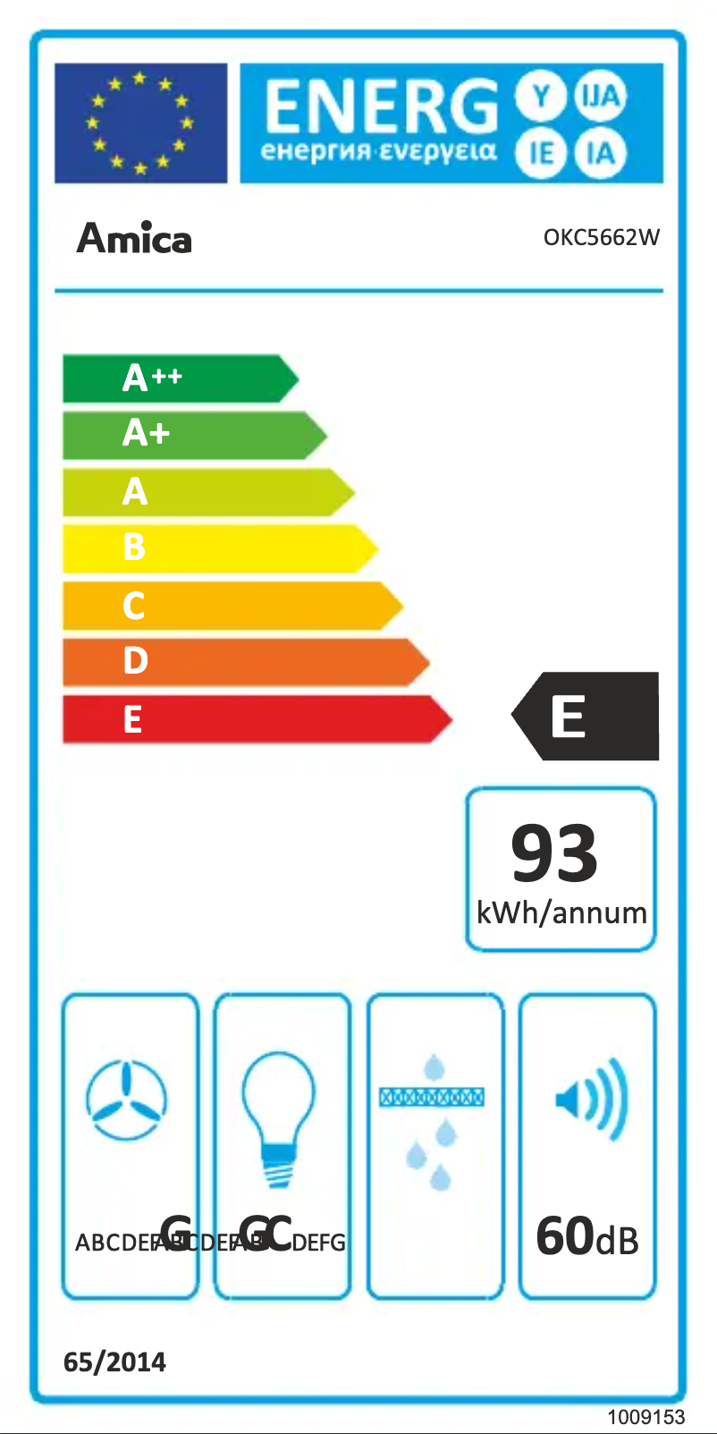 Page n°1 - Label énergétique Amica OKC5662W
