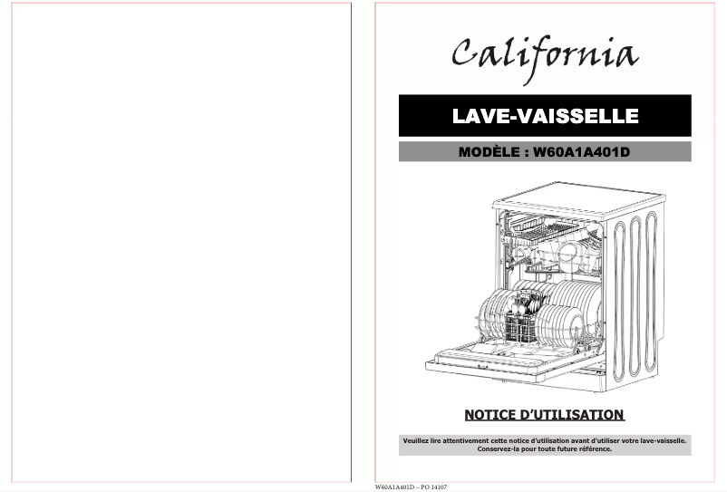 Page 1 de la notice Manuel utilisateur California W60A1A401D