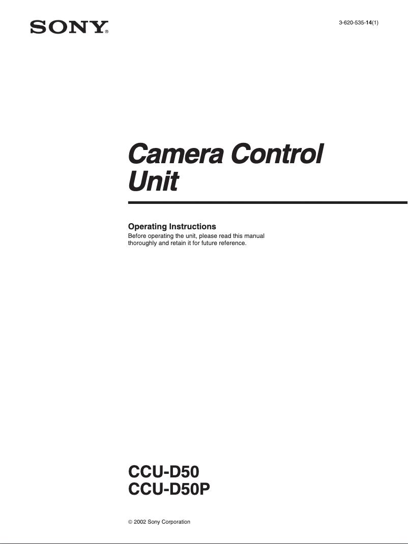 Image de la première page du manuel de l'appareil CCU-D50P