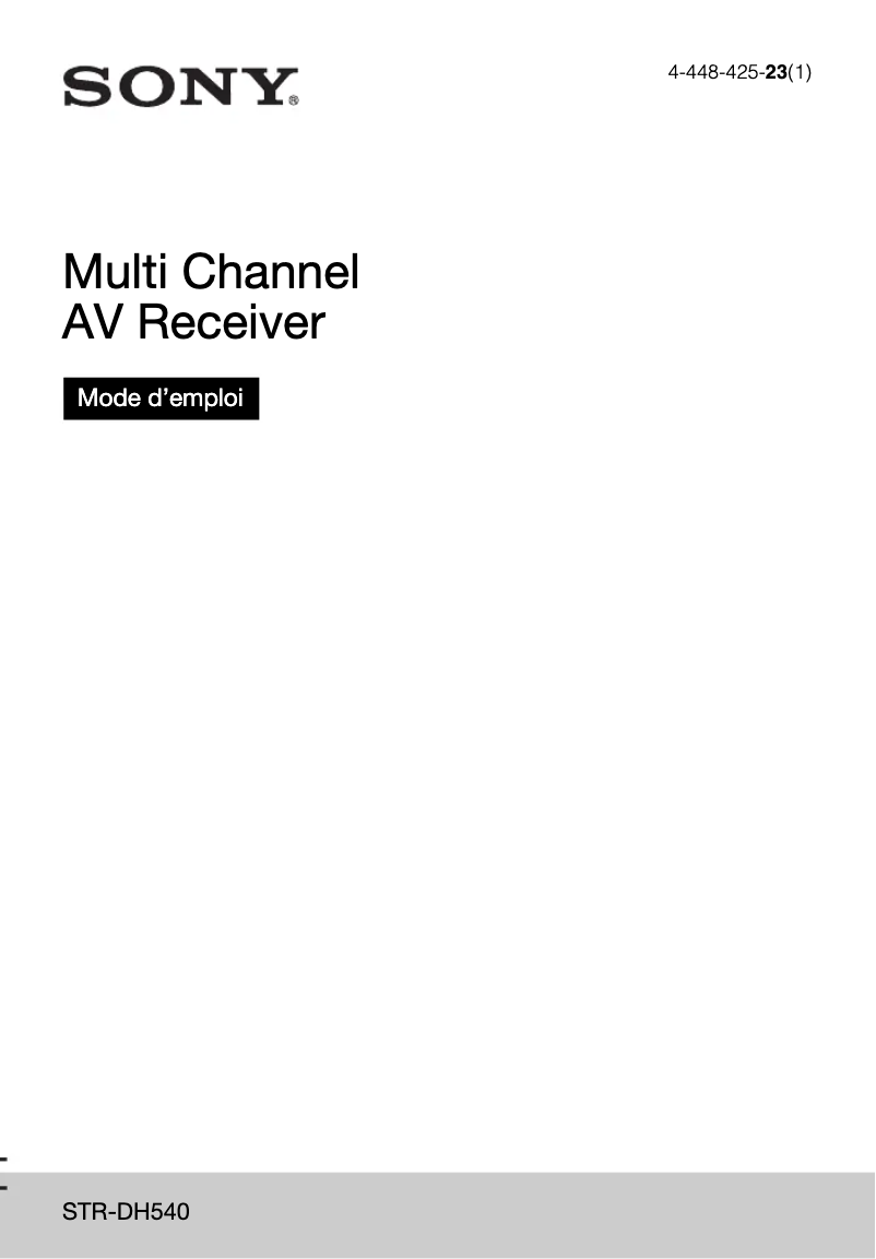 Page 1 de la notice Manuel utilisateur Sony STR-DH540
