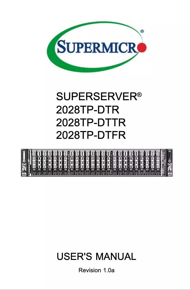 Image de la première page du manuel de l'appareil SuperServer 2028TP-DTTR
