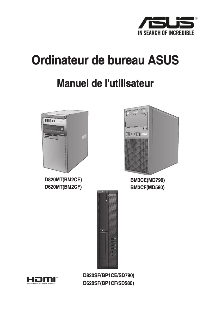 Page 1 de la notice Manuel utilisateur Asus D620MT