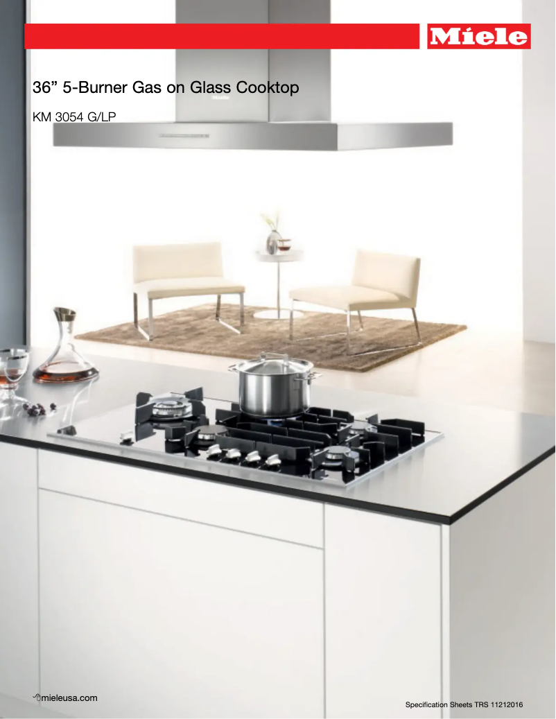 Page 1 de la notice Fiche technique Miele KM 3054