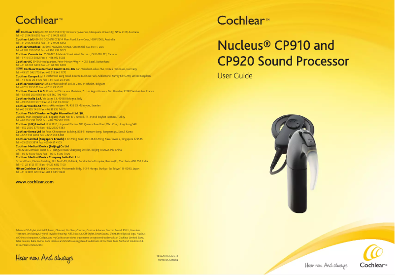 Página 1 del manual Manual de usuario Cochlear Nucleus CP920