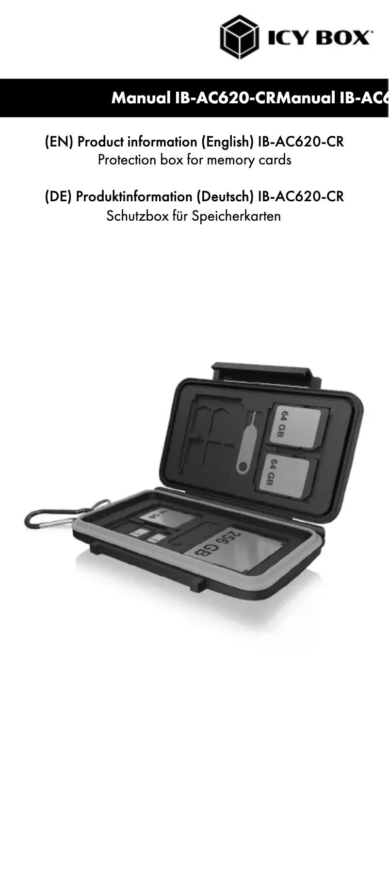 Page 1 de la notice Manuel utilisateur Icy Box IB-AC620-CR