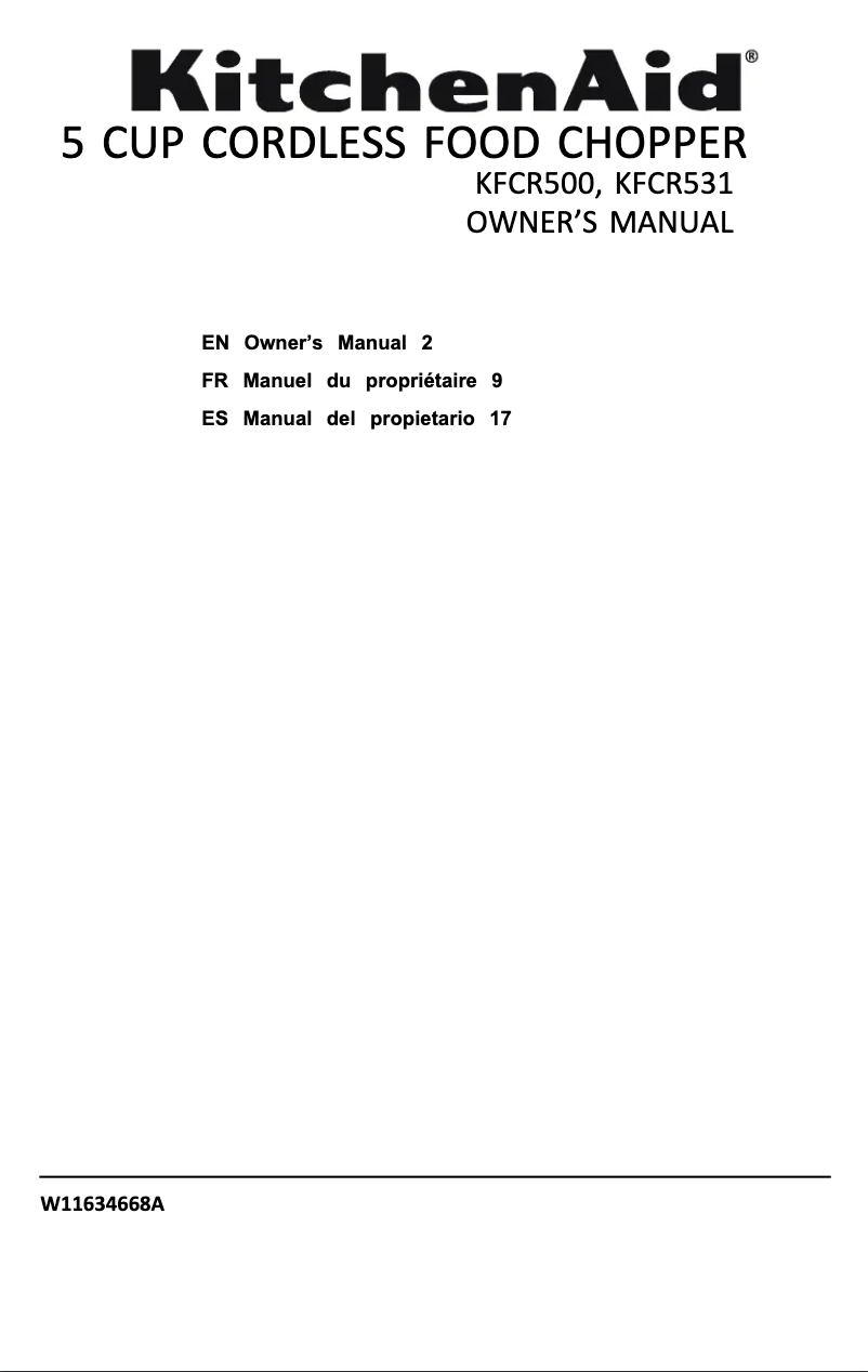 Page n°1 - Manuel utilisateur KitchenAid KFCR53