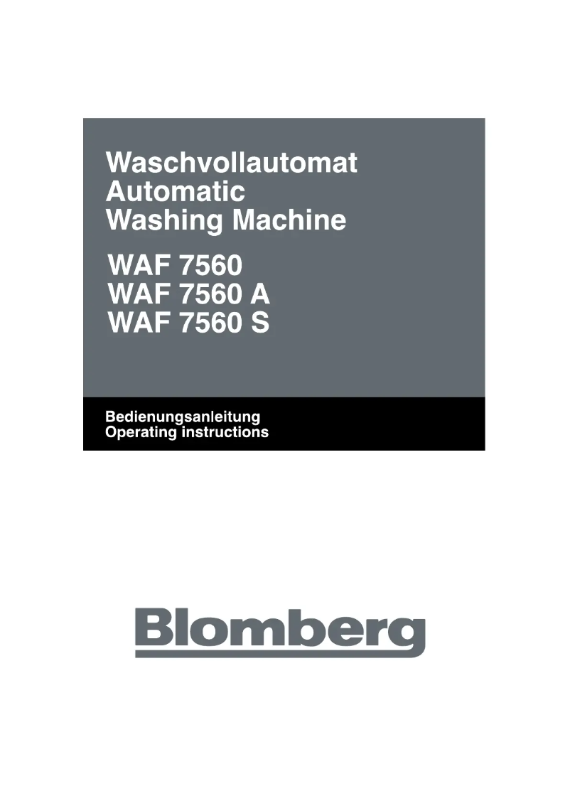 Page n°1 - Manuel utilisateur Blomberg WAF 7560 A