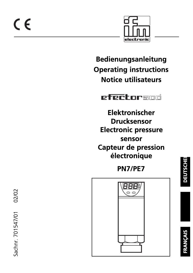Page n°1 - Manuel utilisateur IFM PN7023