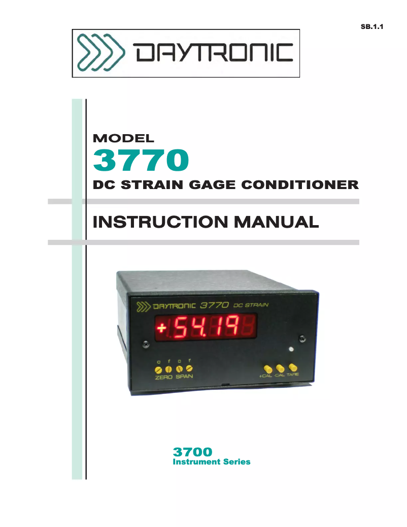 Page 1 de la notice Manuel utilisateur Daytronic 3770DC
