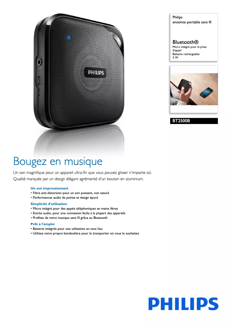 Page n°1 - Fiche technique Philips BT2500B