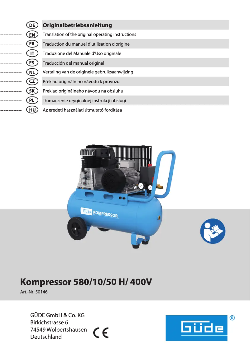 Page n°1 - Manuel utilisateur Güde 580/10/50 H/ 400V