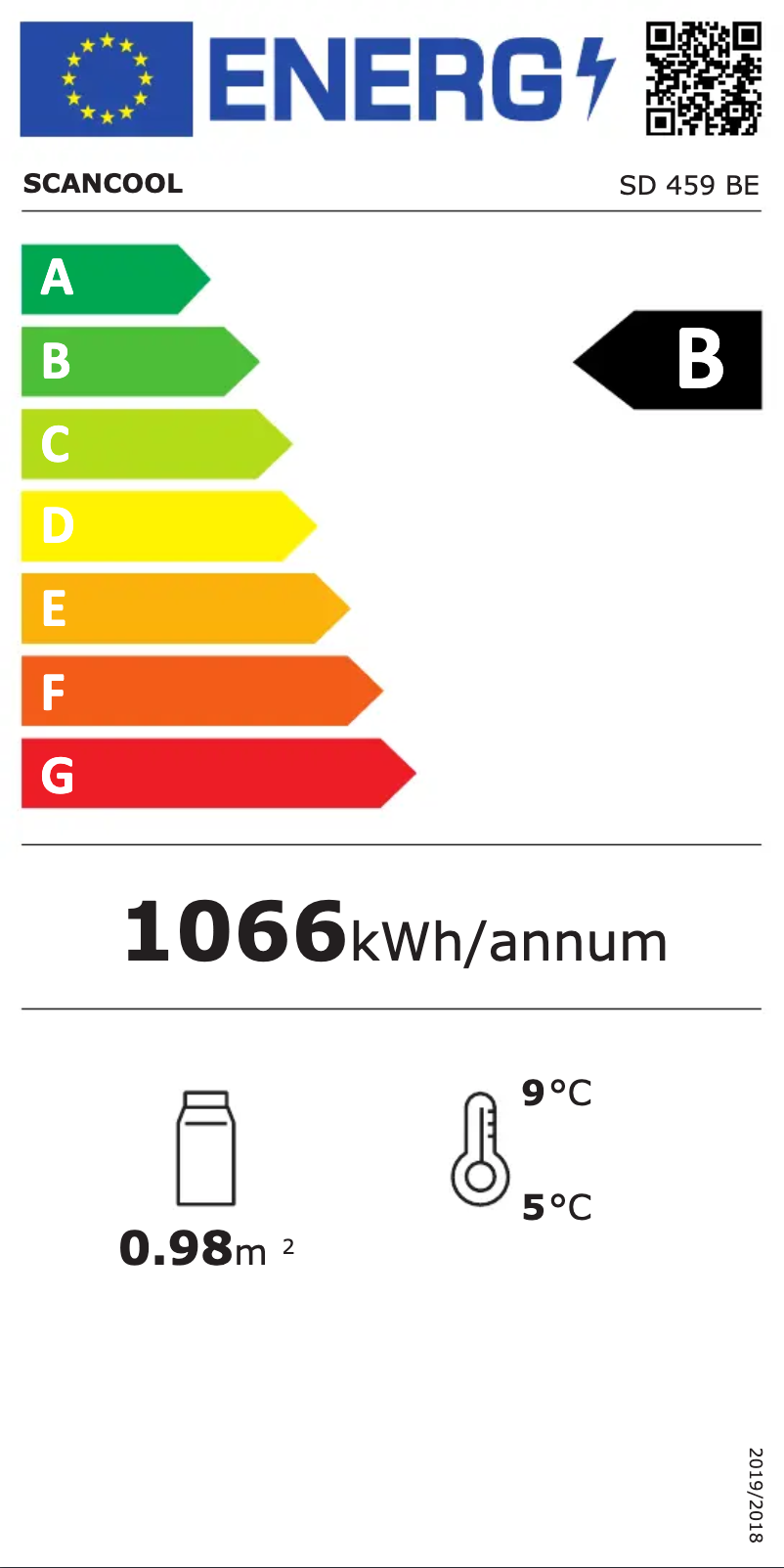 Page n°1 - Label énergétique Scancool SD 459 BE