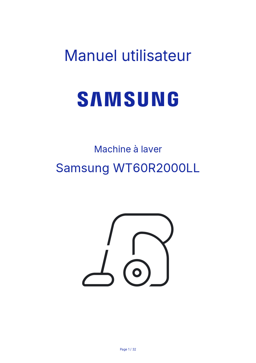 Page n°1 - Manuel utilisateur Samsung WT60R2000LL