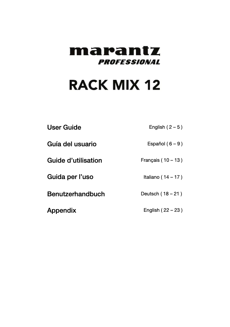 Page 1 de la notice Manuel utilisateur Marantz Rack Mix 12